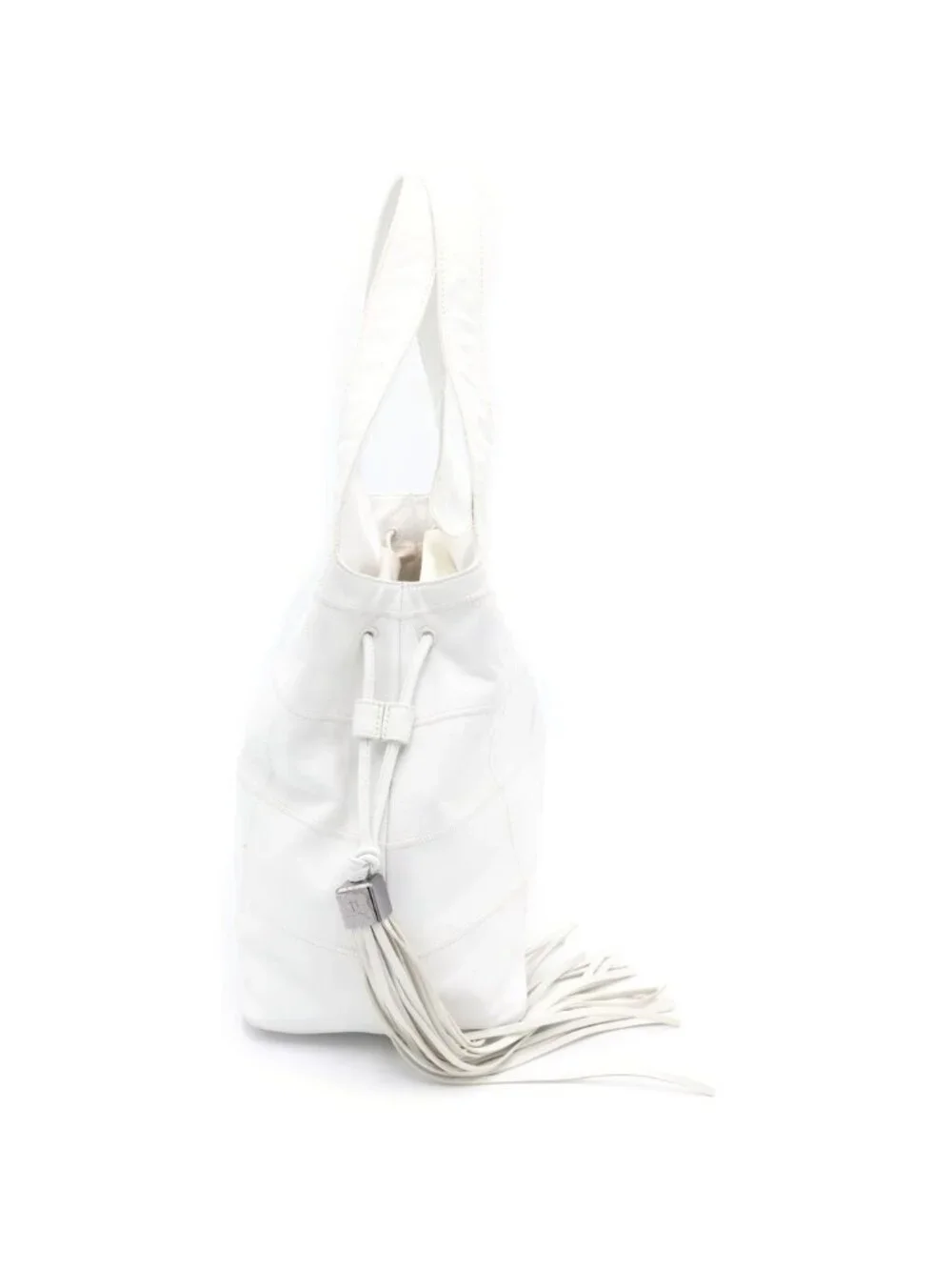Chanel Choedge Coat Fringe Tote White Leather